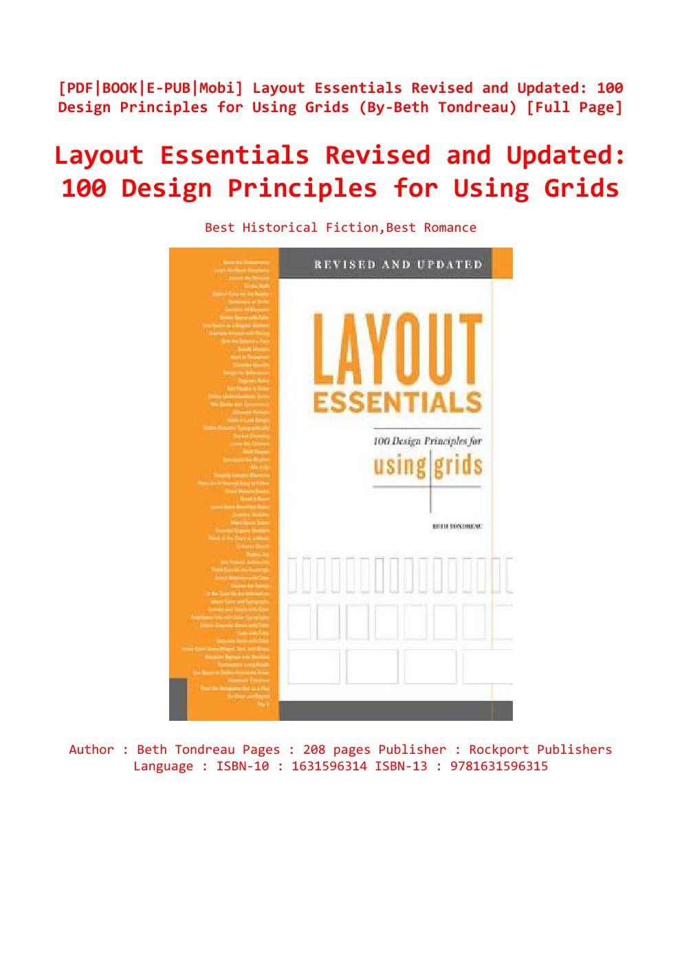 layout essentials 100 design principles for using grids pdf